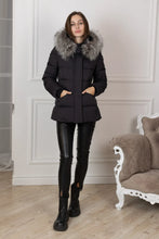 Load image into Gallery viewer, Noir Genuine Silver Fox Fur Down Fill Coat