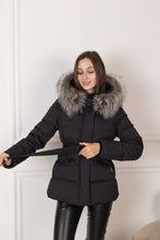 Load image into Gallery viewer, Noir Genuine Silver Fox Fur Down Fill Coat