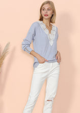 Load image into Gallery viewer, V Neck Lace Trim Sweater
