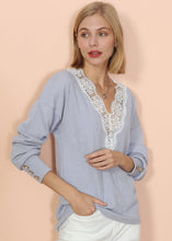 Load image into Gallery viewer, V Neck Lace Trim Sweater