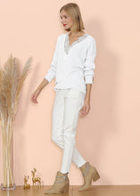 Load image into Gallery viewer, V Neck Lace Trim Sweater