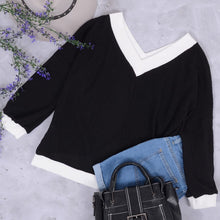 Load image into Gallery viewer, Off Shoulder Contrast Detail Sweater