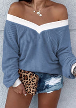 Load image into Gallery viewer, Off Shoulder Contrast Detail Sweater