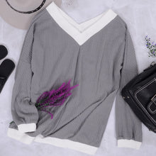 Load image into Gallery viewer, Off Shoulder Contrast Detail Sweater