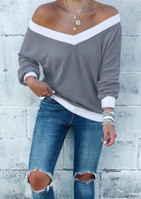 Load image into Gallery viewer, Off Shoulder Contrast Detail Sweater