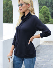 Load image into Gallery viewer, Waffle Knit Cowl Neck Pullover