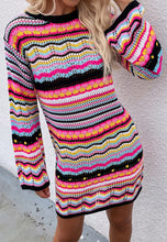 Load image into Gallery viewer, Vibrant Holiday Knit Sweater Dress