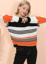 Load image into Gallery viewer, Drop Shoulder Striped Knit Sweater
