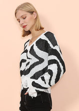 Load image into Gallery viewer, Zebra Print Frayed Hem Sweater
