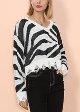 Load image into Gallery viewer, Zebra Print Frayed Hem Sweater