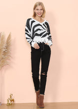 Load image into Gallery viewer, Zebra Print Frayed Hem Sweater