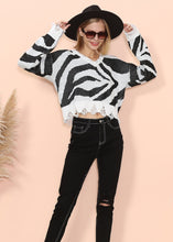 Load image into Gallery viewer, Zebra Print Frayed Hem Sweater