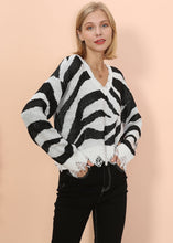 Load image into Gallery viewer, Zebra Print Frayed Hem Sweater