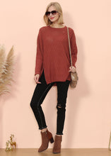 Load image into Gallery viewer, Mixed Knit Zipper Slit Sweater
