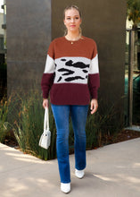 Load image into Gallery viewer, Color Block Animal Print Sweater