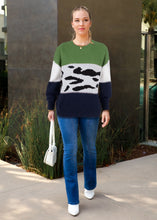 Load image into Gallery viewer, Color Block Animal Print Sweater