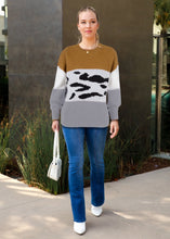Load image into Gallery viewer, Color Block Animal Print Sweater