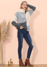 Load image into Gallery viewer, Color Block Front Turtleneck Sweater