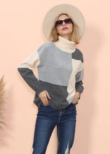 Load image into Gallery viewer, Color Block Front Turtleneck Sweater