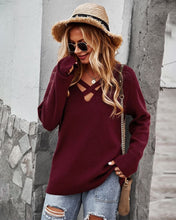 Load image into Gallery viewer, Criss Cross Front Knit Sweater