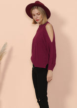 Load image into Gallery viewer, Cold Shoulder Cable Knit Sweater