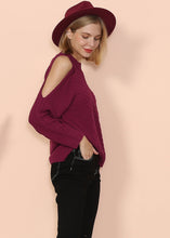 Load image into Gallery viewer, Cold Shoulder Cable Knit Sweater