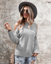 Load image into Gallery viewer, Cold Shoulder Cable Knit Sweater