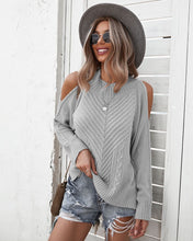 Load image into Gallery viewer, Cold Shoulder Cable Knit Sweater