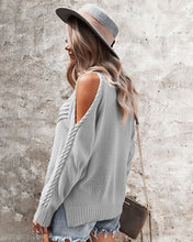 Load image into Gallery viewer, Cold Shoulder Cable Knit Sweater