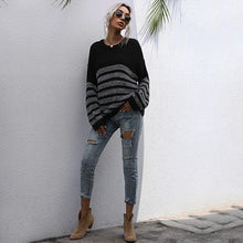 Load image into Gallery viewer, Round Neck Striped Light Sweater