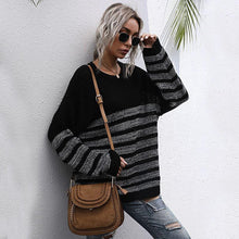 Load image into Gallery viewer, Round Neck Striped Light Sweater