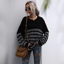 Load image into Gallery viewer, Round Neck Striped Light Sweater