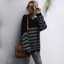 Load image into Gallery viewer, Round Neck Striped Light Sweater