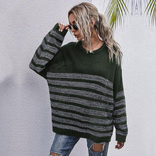 Load image into Gallery viewer, Round Neck Striped Light Sweater