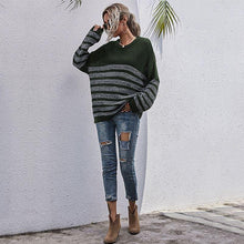 Load image into Gallery viewer, Round Neck Striped Light Sweater