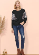 Load image into Gallery viewer, Drop Shoulder Two Tone Leopard Sweater