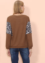 Load image into Gallery viewer, Drop Shoulder Two Tone Leopard Sweater