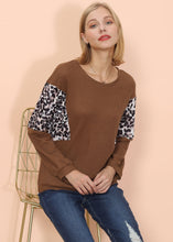 Load image into Gallery viewer, Drop Shoulder Two Tone Leopard Sweater