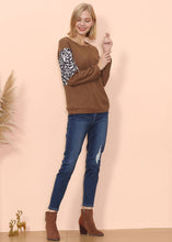 Load image into Gallery viewer, Drop Shoulder Two Tone Leopard Sweater