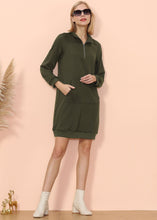 Load image into Gallery viewer, Solid Kangaroo Pocket Sweater Dress
