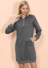Load image into Gallery viewer, Solid Kangaroo Pocket Sweater Dress