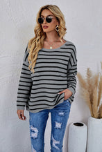 Load image into Gallery viewer, Round Neck Striped Knit Sweater