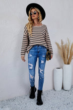 Load image into Gallery viewer, Round Neck Striped Knit Sweater