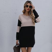 Load image into Gallery viewer, Color Block Neck Detail Sweater Dress