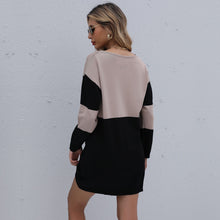 Load image into Gallery viewer, Color Block Neck Detail Sweater Dress