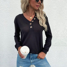 Load image into Gallery viewer, Contrast Half Button Front Sweater
