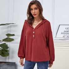 Load image into Gallery viewer, Hooded Waffle Knit Sweater
