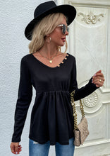 Load image into Gallery viewer, Button Neck Peplum Hem Sweater