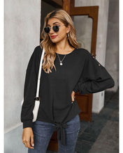 Load image into Gallery viewer, Contrast Button Shoulder Detail Sweater
