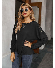 Load image into Gallery viewer, Contrast Button Shoulder Detail Sweater